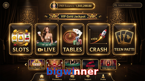 Main screen of Bigwinner casino page for PK players