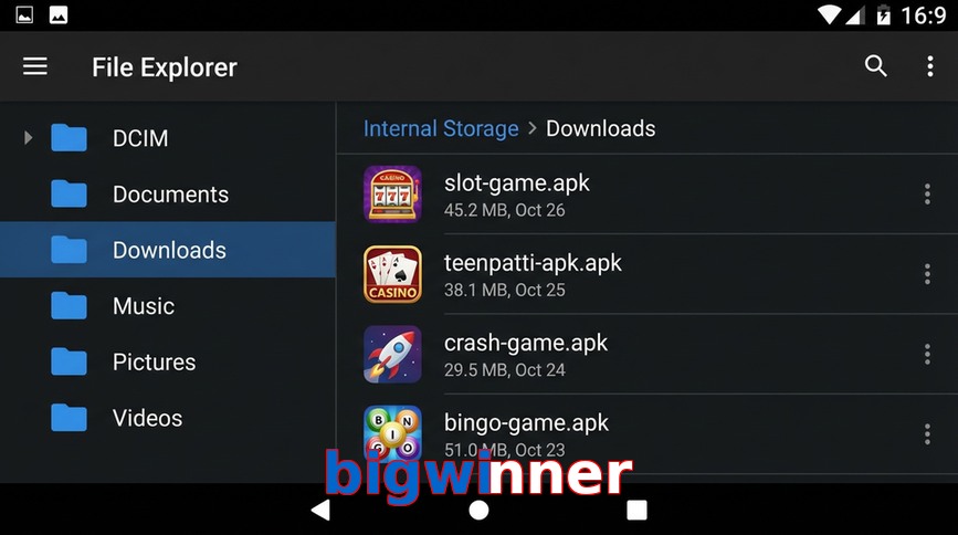 Main screen of Bigwinner gameapk page for PK players