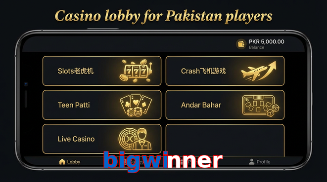 Lobby view of Bigwinner for Pakistan users